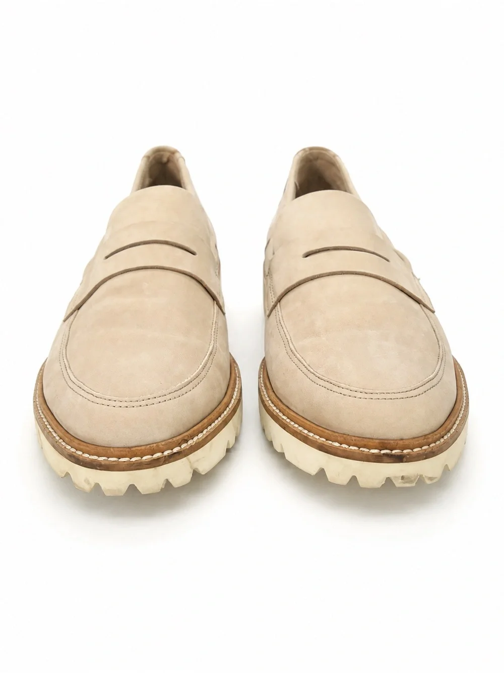 ECCO women’s 38 US 7-7.5 beige leather penny loafers lug sole